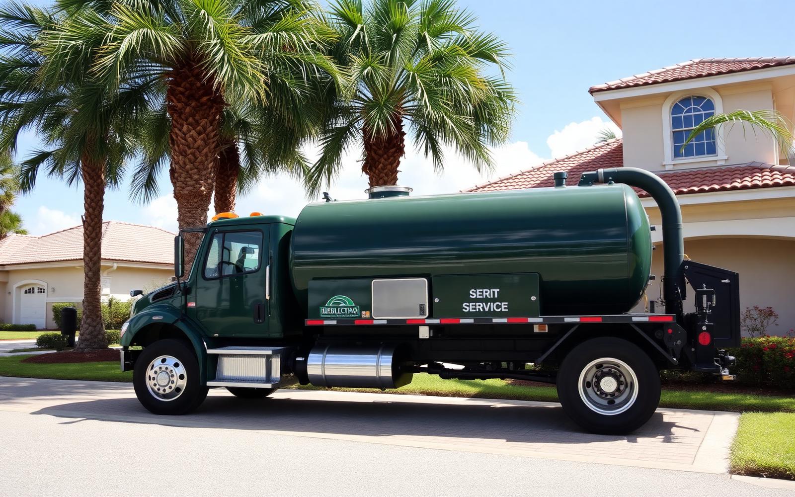 Hills Septic Service truck at a Florida home